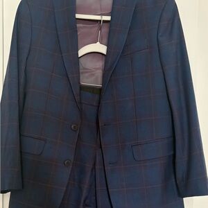 Men's INC Blue Plaid Suit